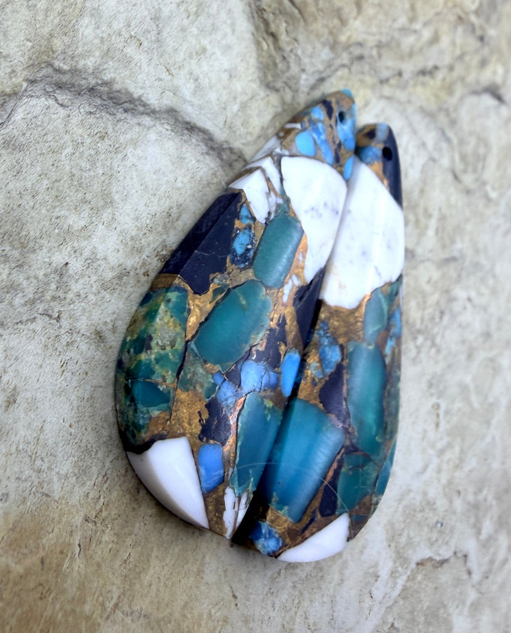 Kingman Turquoise and White Buffalo with Bronze Composite