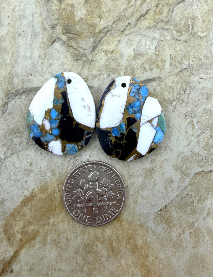 Kingman Turquoise and White Buffalo with Bronze Composite