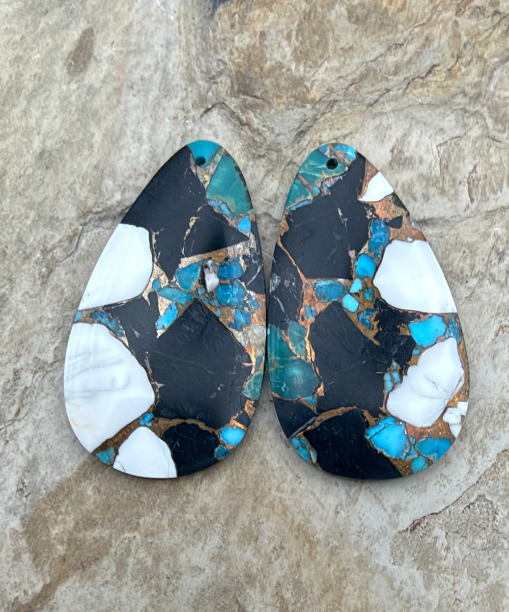 Kingman Turquoise and White Buffalo with Bronze Composite