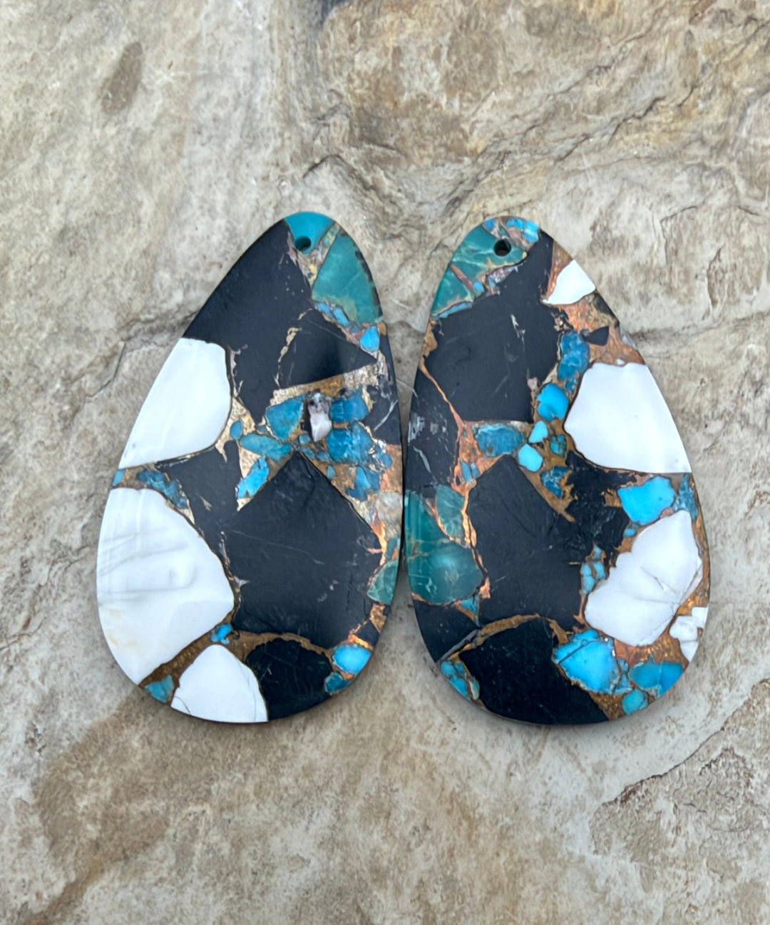 Kingman Turquoise and White Buffalo with Bronze Composite