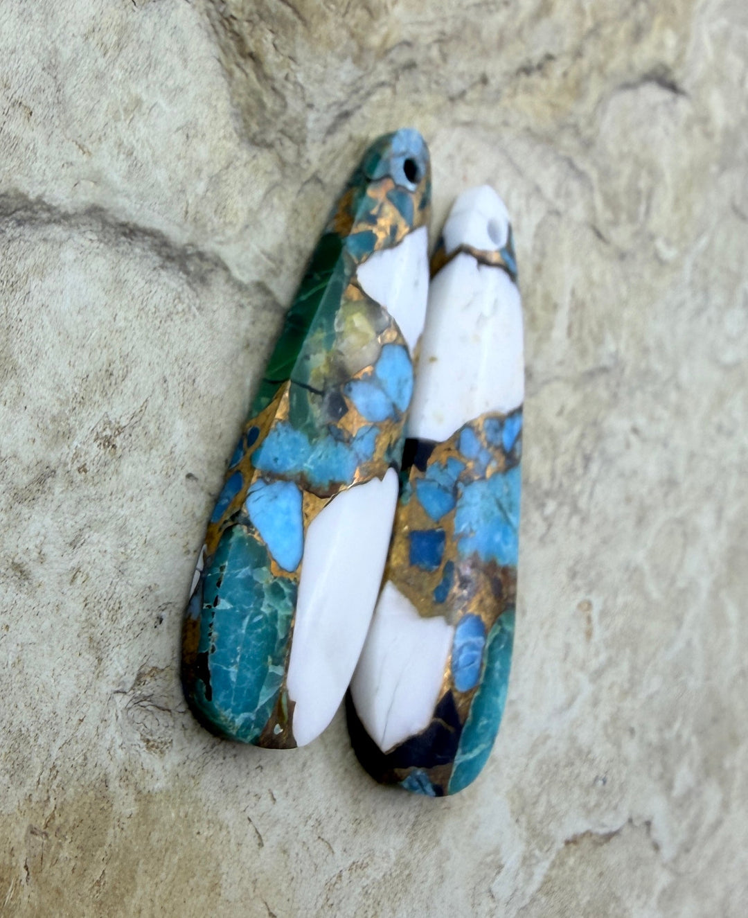 Kingman Turquoise and White Buffalo with Bronze Composite