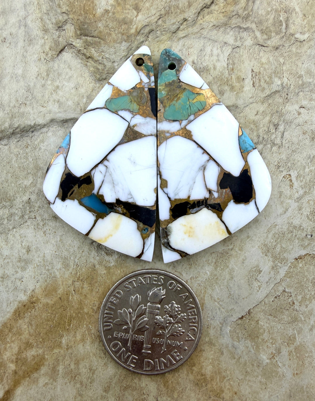 Kingman Turquoise and White Buffalo with Bronze Composite