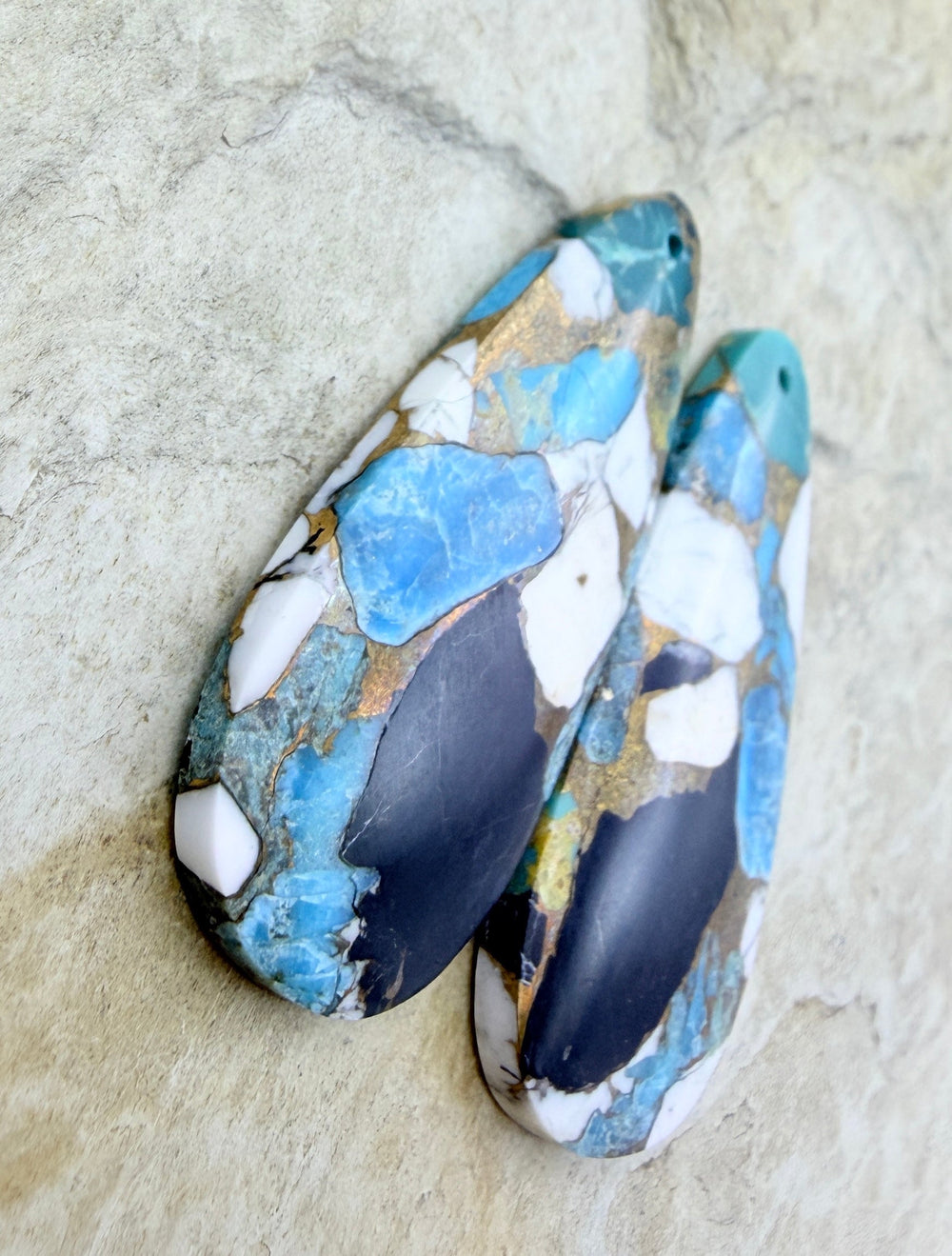 Kingman Turquoise and White Buffalo with Bronze Composite