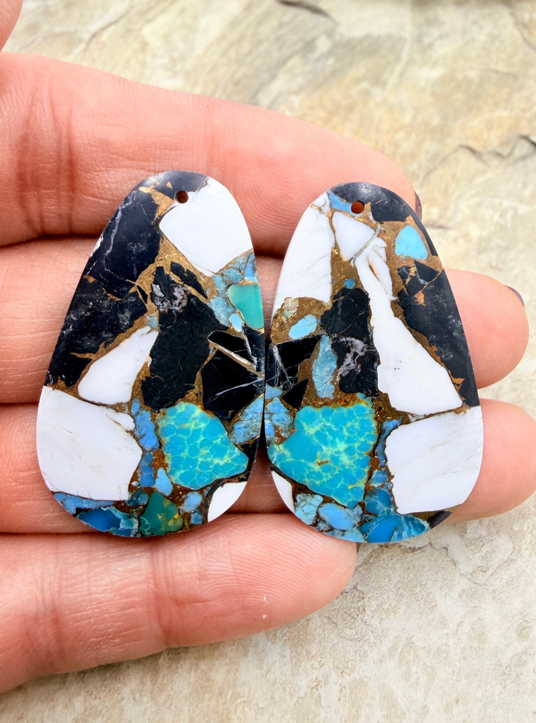 Kingman Turquoise and White Buffalo with Bronze Composite