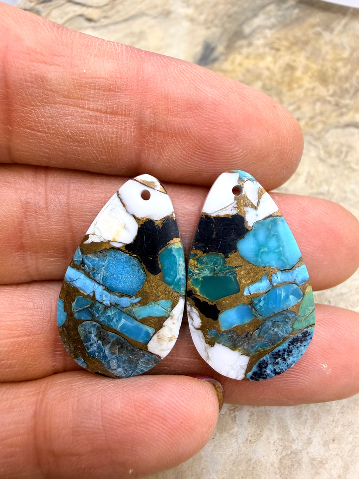 Kingman Turquoise and White Buffalo with Bronze Composite