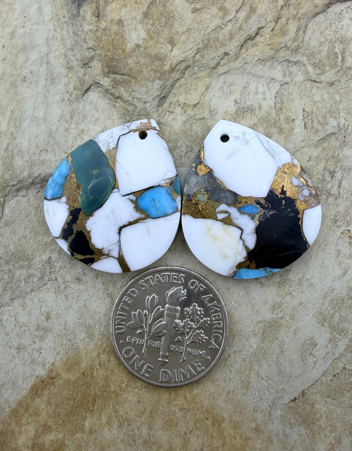 Kingman Turquoise and White Buffalo with Bronze Composite