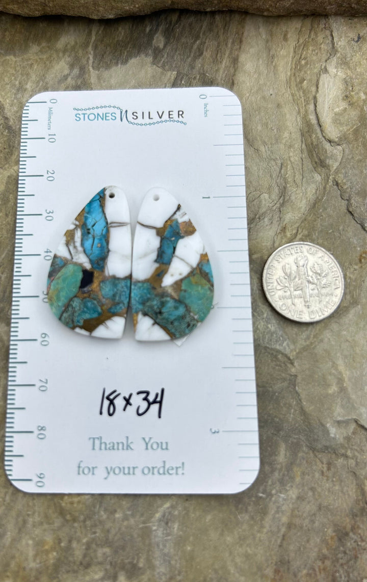 Kingman Turquoise and White Buffalo with Bronze Composite