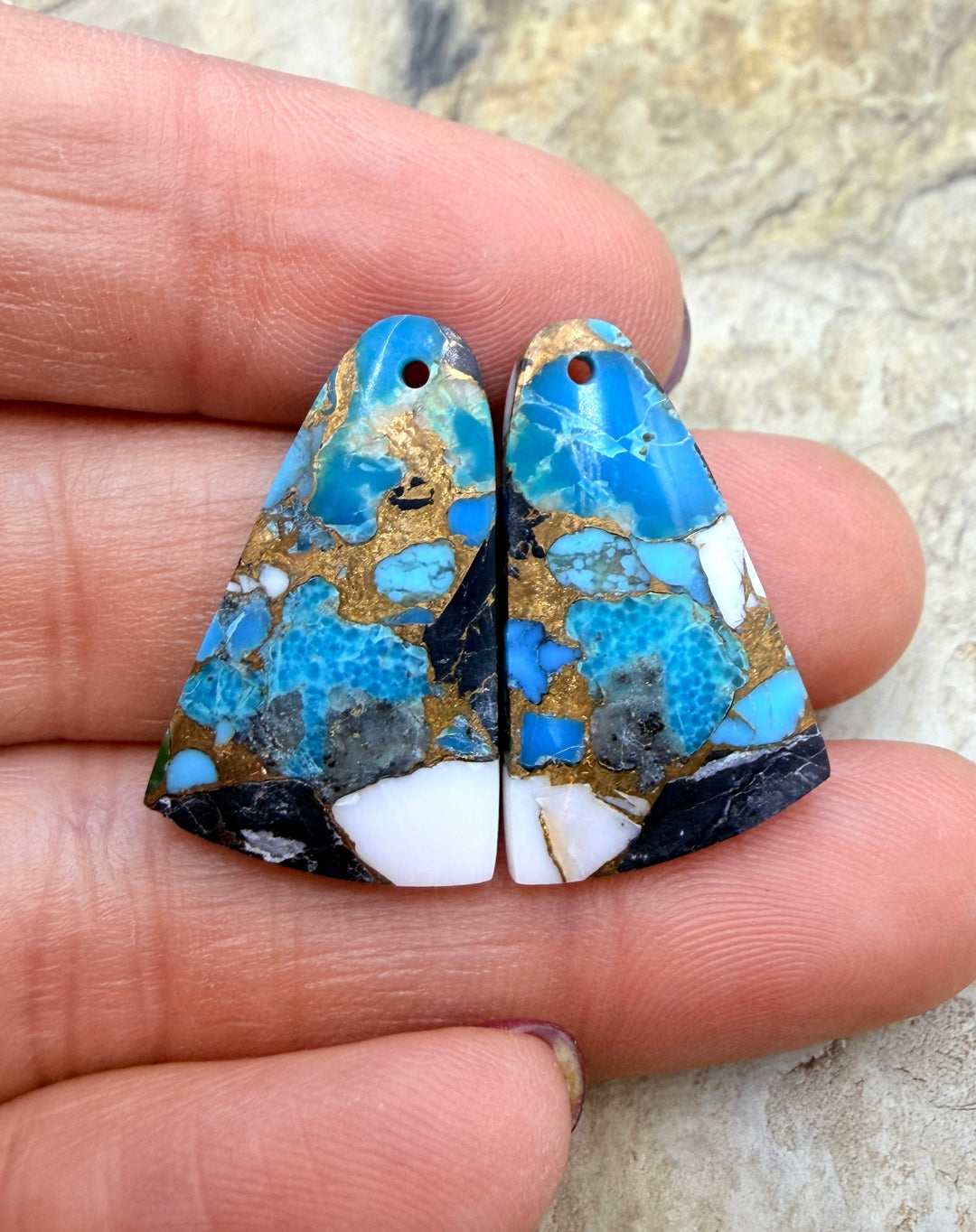 Kingman Turquoise and White Buffalo with Bronze Composite