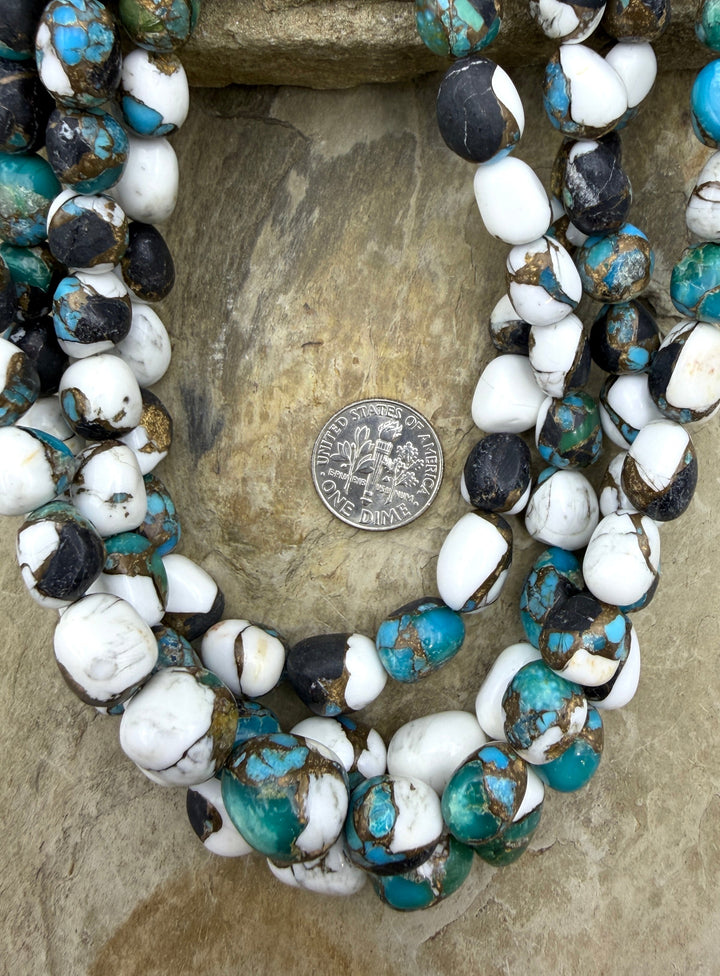 Kingman Turquoise and White Buffalo with Bronze Composite