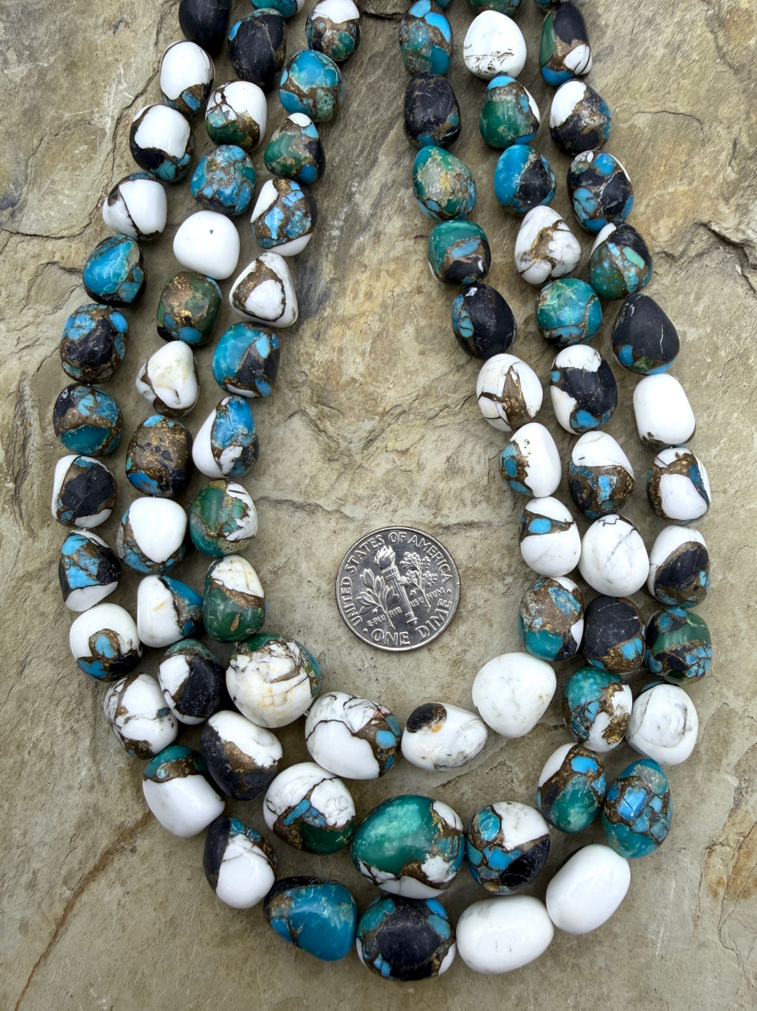 Kingman Turquoise and White Buffalo with Bronze Composite