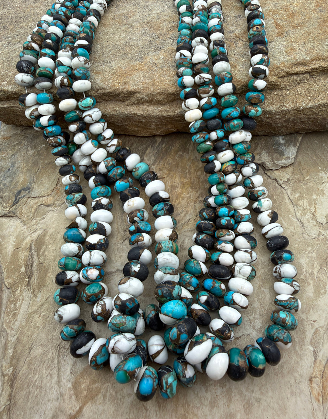 Kingman Turquoise and White Buffalo with Bronze Composite
