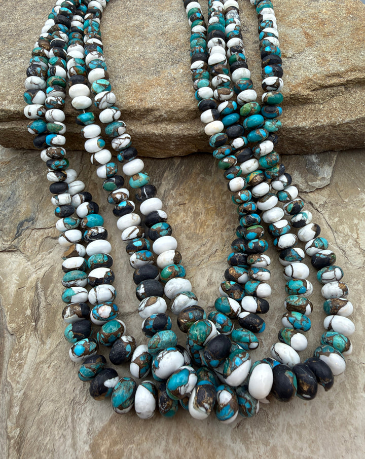 Kingman Turquoise and White Buffalo with Bronze Composite