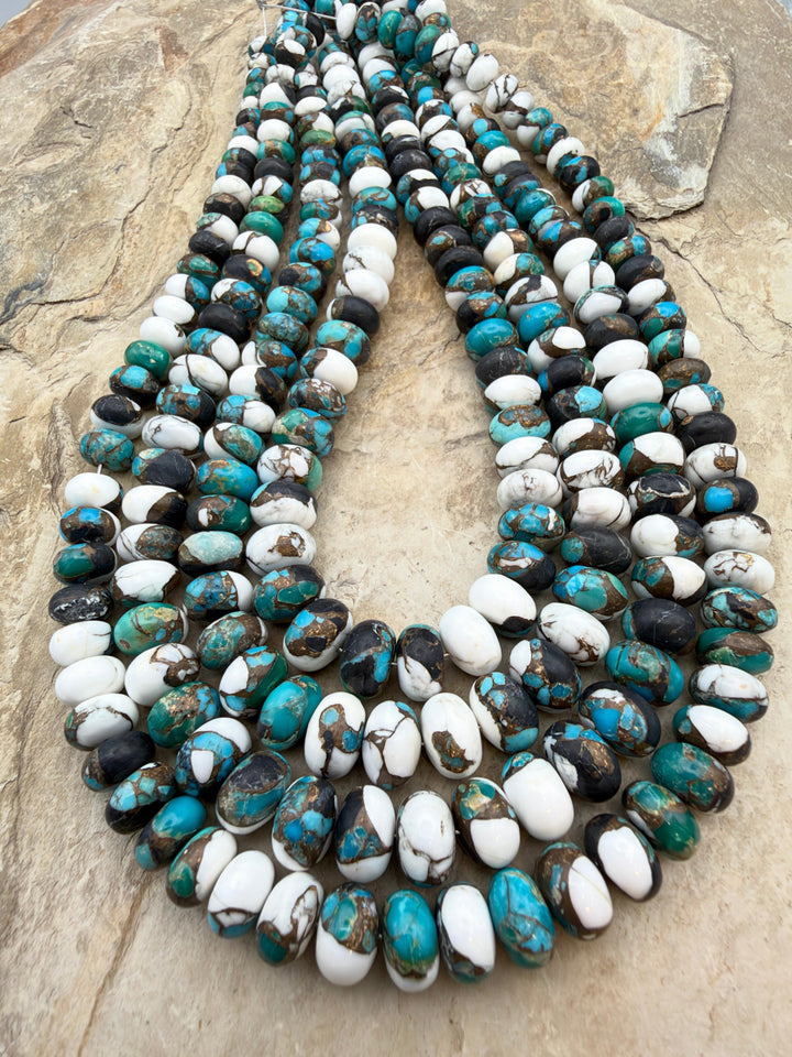 Kingman Turquoise and White Buffalo with Bronze Composite