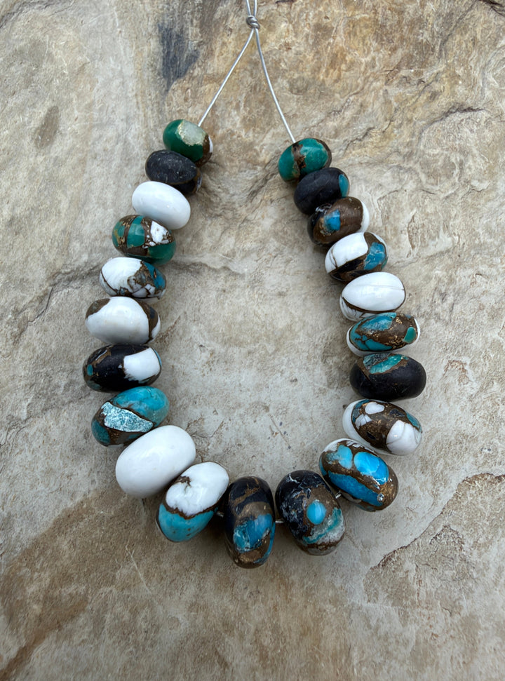 Kingman Turquoise and White Buffalo with Bronze Composite