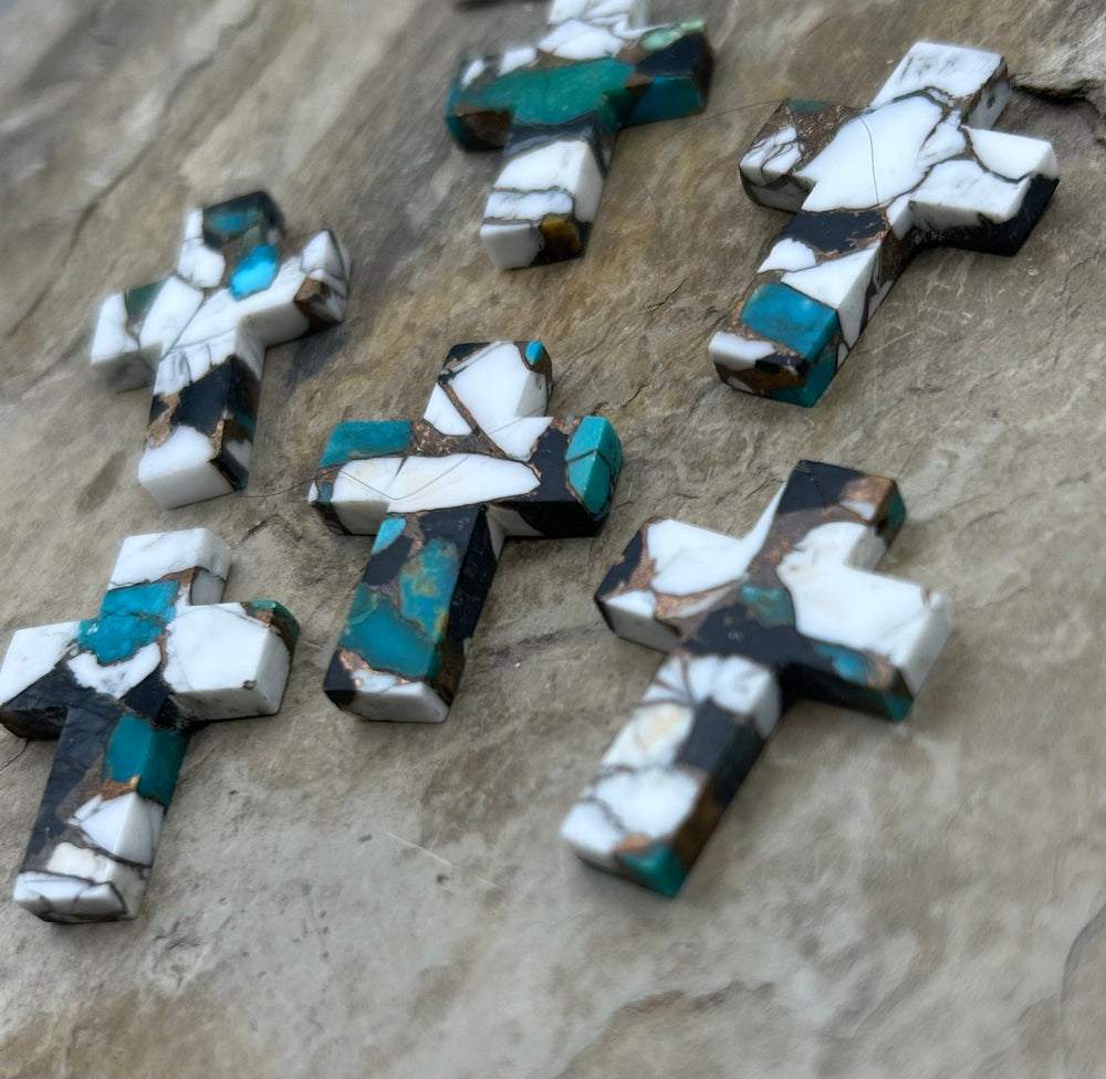 Kingman Turquoise and White Buffalo with Bronze Composite