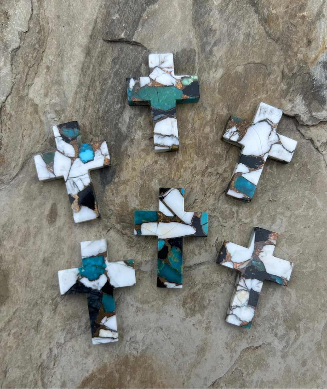 Kingman Turquoise and White Buffalo with Bronze Composite