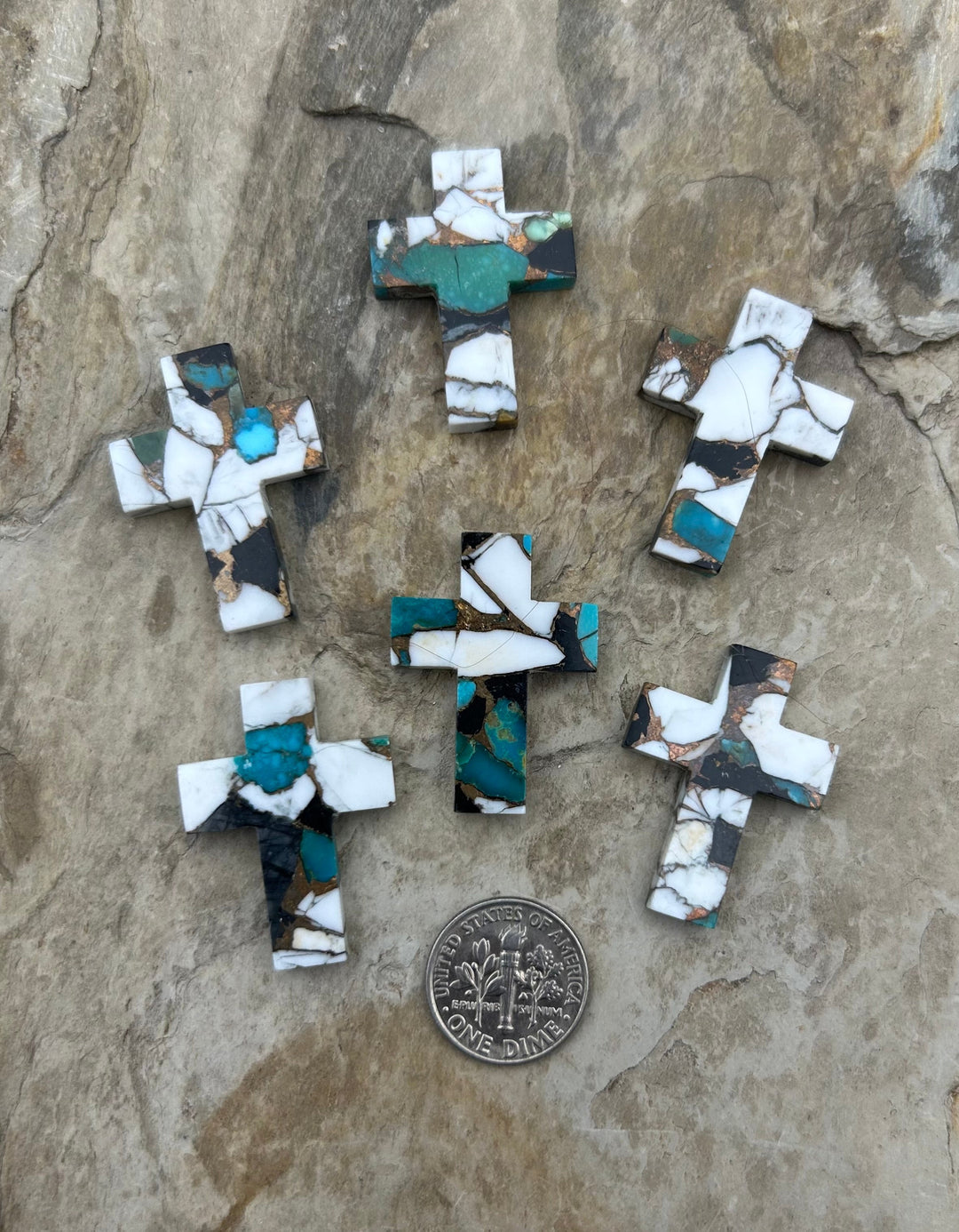 Kingman Turquoise and White Buffalo with Bronze Composite