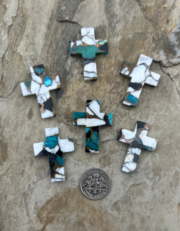 Kingman Turquoise and White Buffalo with Bronze Composite