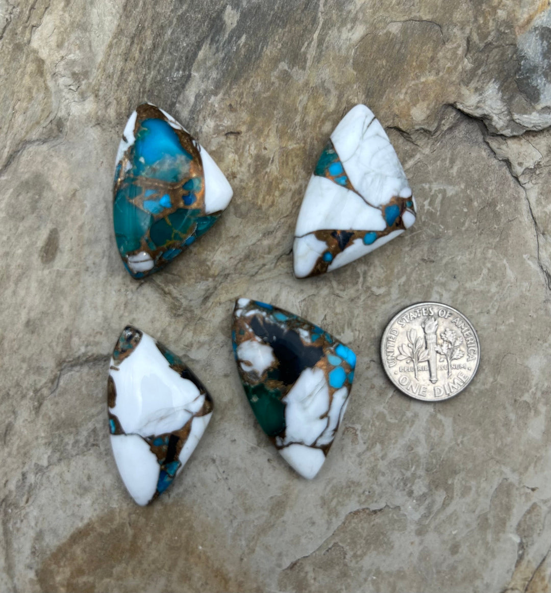 Kingman Turquoise and White Buffalo with Bronze Composite