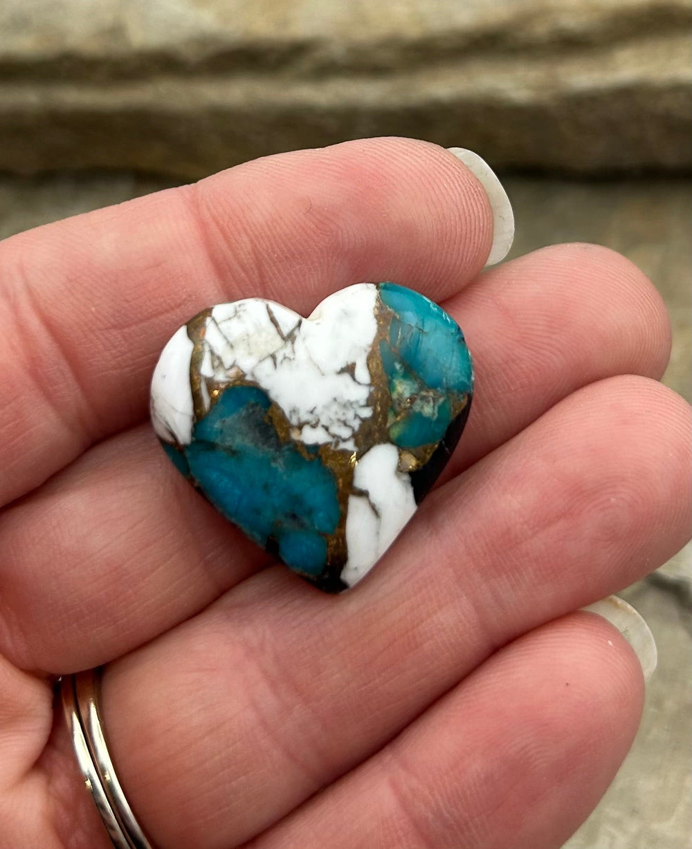 Kingman Turquoise and White Buffalo with Bronze Composite