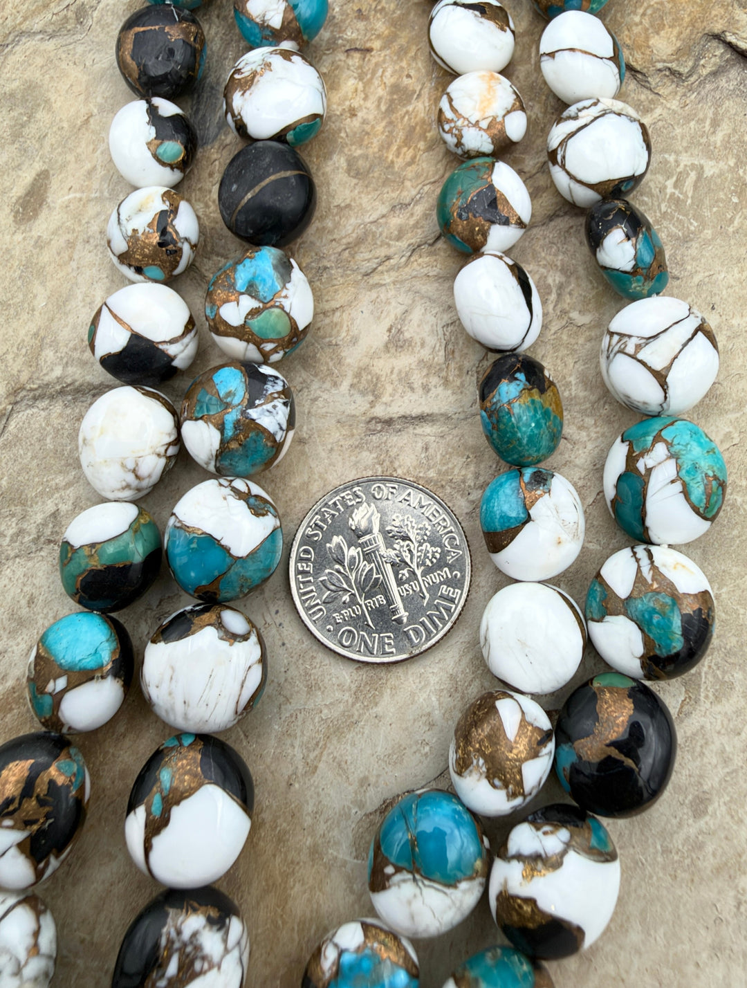 Kingman Turquoise and White Buffalo with Bronze Composite