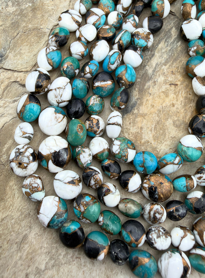 Kingman Turquoise and White Buffalo with Bronze Composite