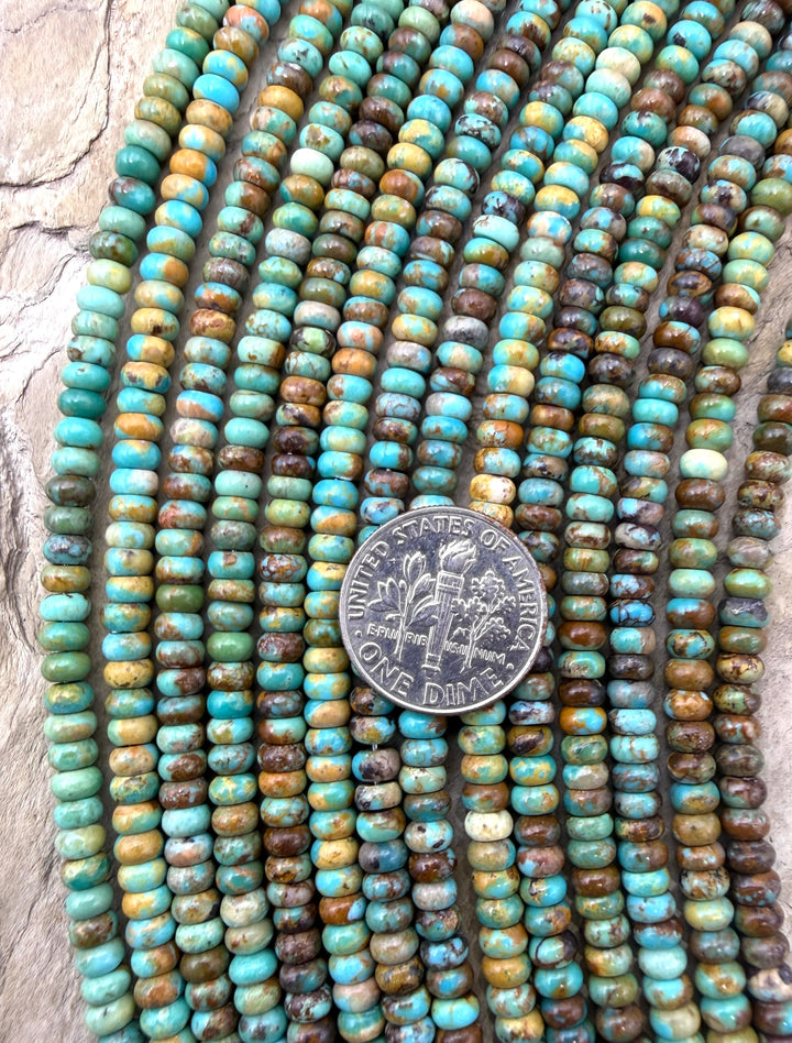 Kingman Turquoise (Arizona) 4mm Rondelle Beads 8 Inch