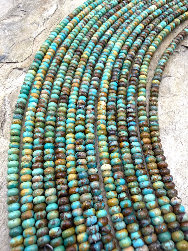 Kingman Turquoise (Arizona) 4mm Rondelle Beads 8 Inch