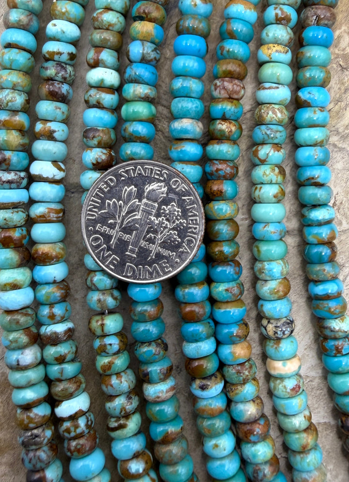 Kingman Turquoise (Arizona) 5mm Rondelle Beads 8 Inch
