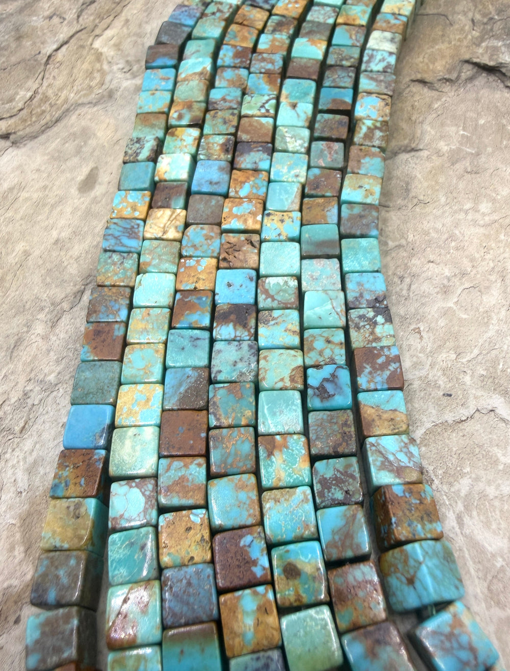 Kingman Turquoise (Arizona) 6mm Cube Beads 8 Inch Strand