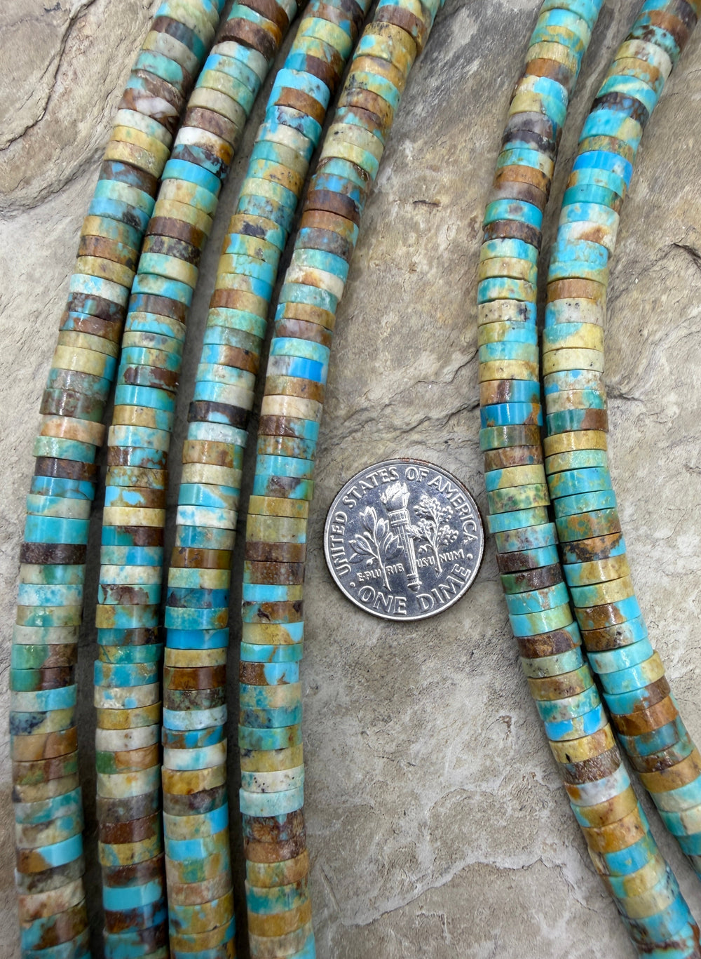Kingman Turquoise (Arizona) 6mm Heishi Beads 8 Inch Strand