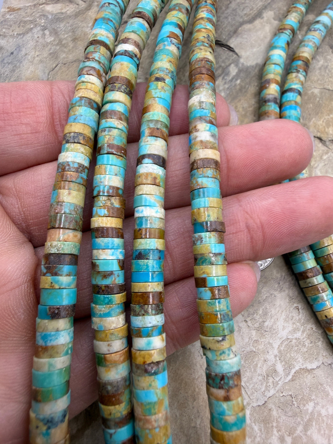 Kingman Turquoise (Arizona) 6mm Heishi Beads 8 Inch Strand