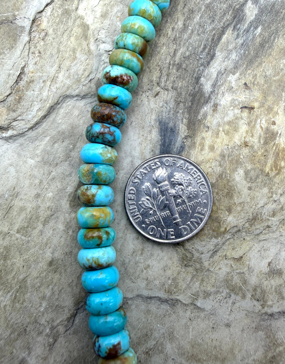 Kingman Turquoise (Arizona) 7mm Rondelle Beads 8 Inch