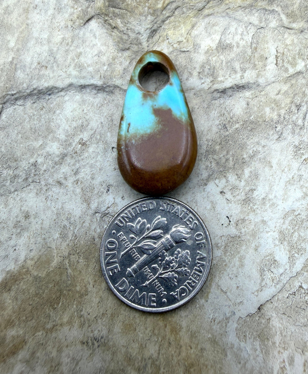 Kingman Turquoise (Arizona) BIG (Large Hole) Focal Pendant