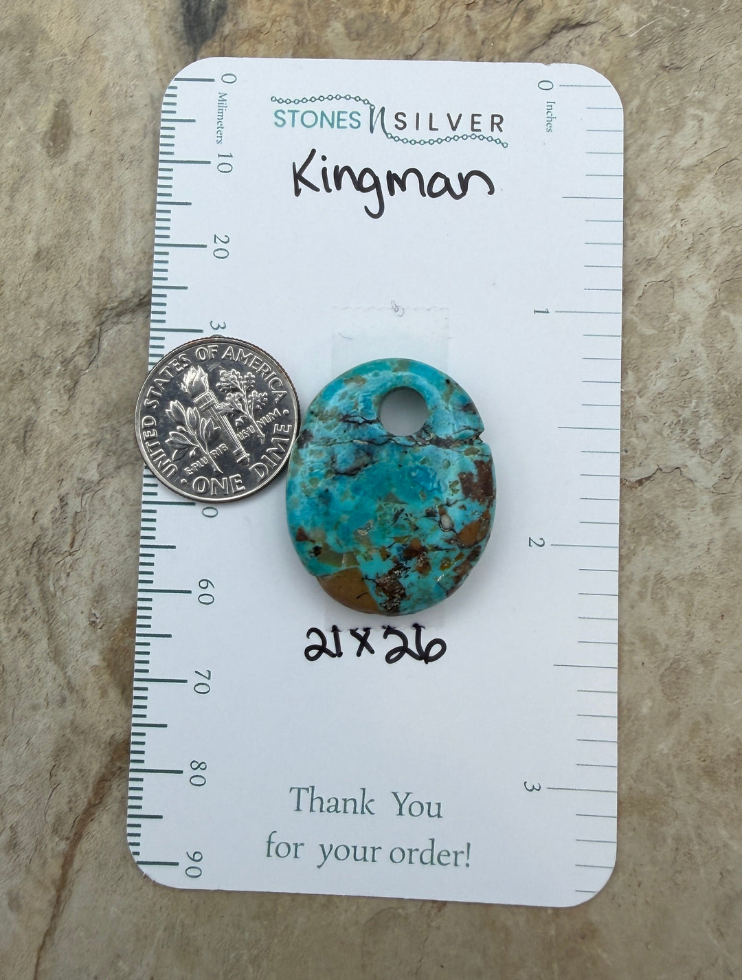 Kingman Turquoise (Arizona) BIG Large Hole Focal Pendant