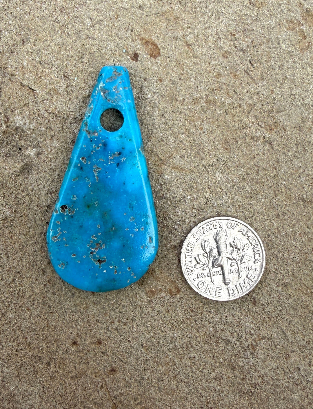 Kingman Turquoise (Arizona) BIG (Large Hole) Focal Pendant