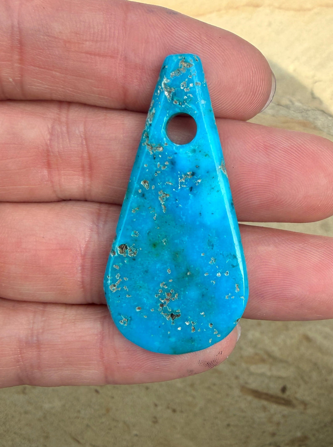 Kingman Turquoise (Arizona) BIG (Large Hole) Focal Pendant