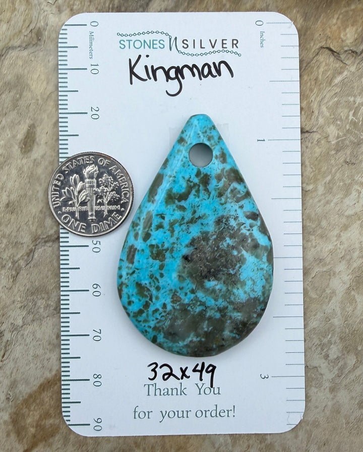 Kingman Turquoise (Arizona) BIG Large Hole Focal Pendant