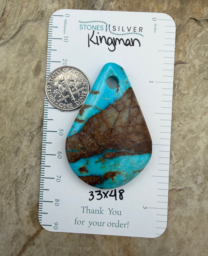 Kingman Turquoise (Arizona) BIG Large Hole Focal Pendant