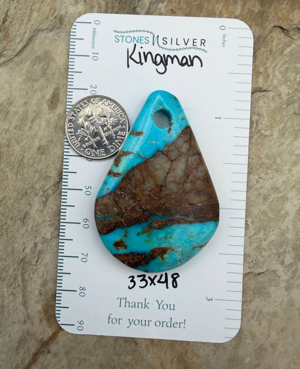 Kingman Turquoise (Arizona) BIG Large Hole Focal Pendant