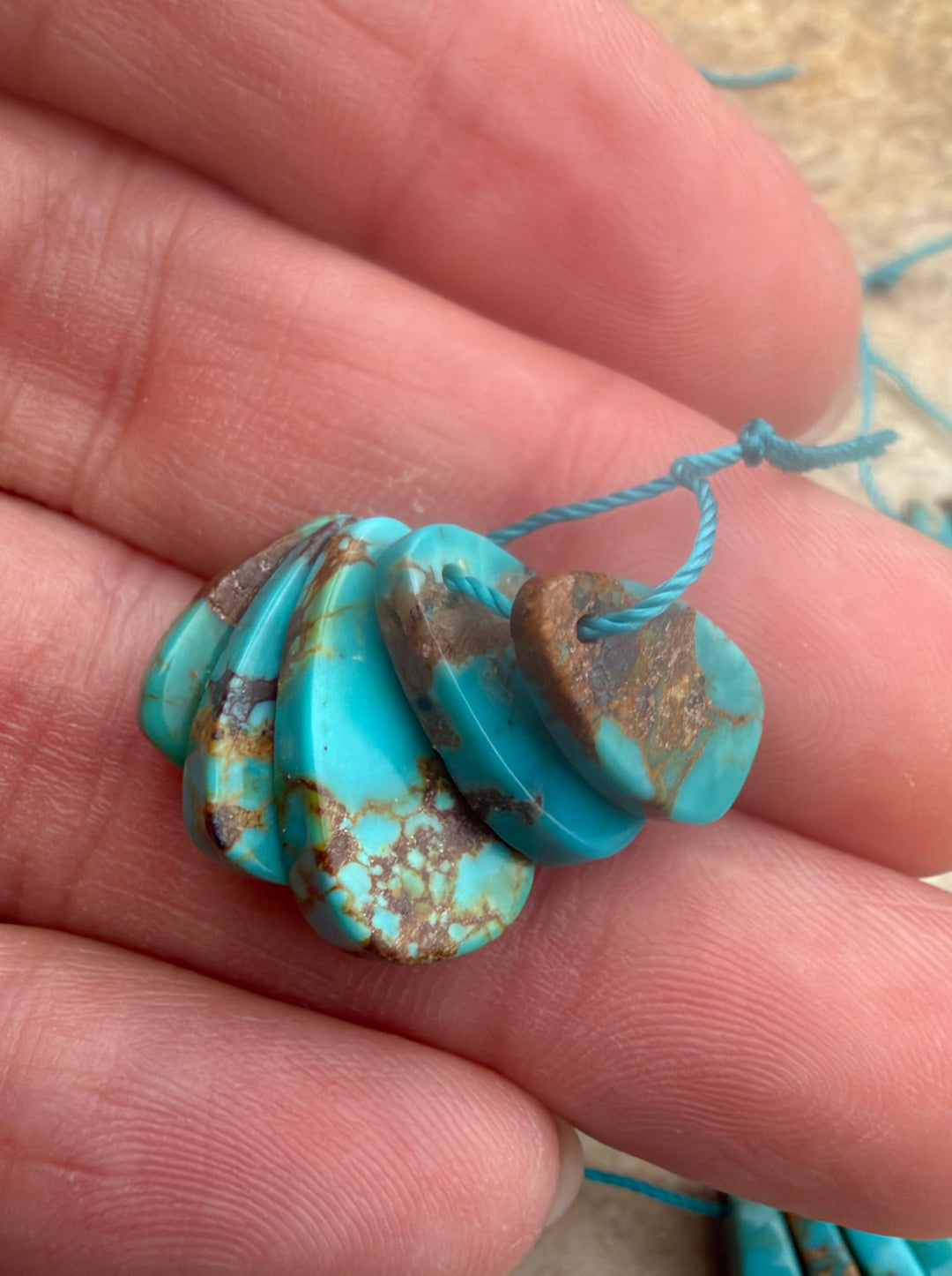 Kingman Turquoise (Arizona) Corn Shaped 5 Piece Focal