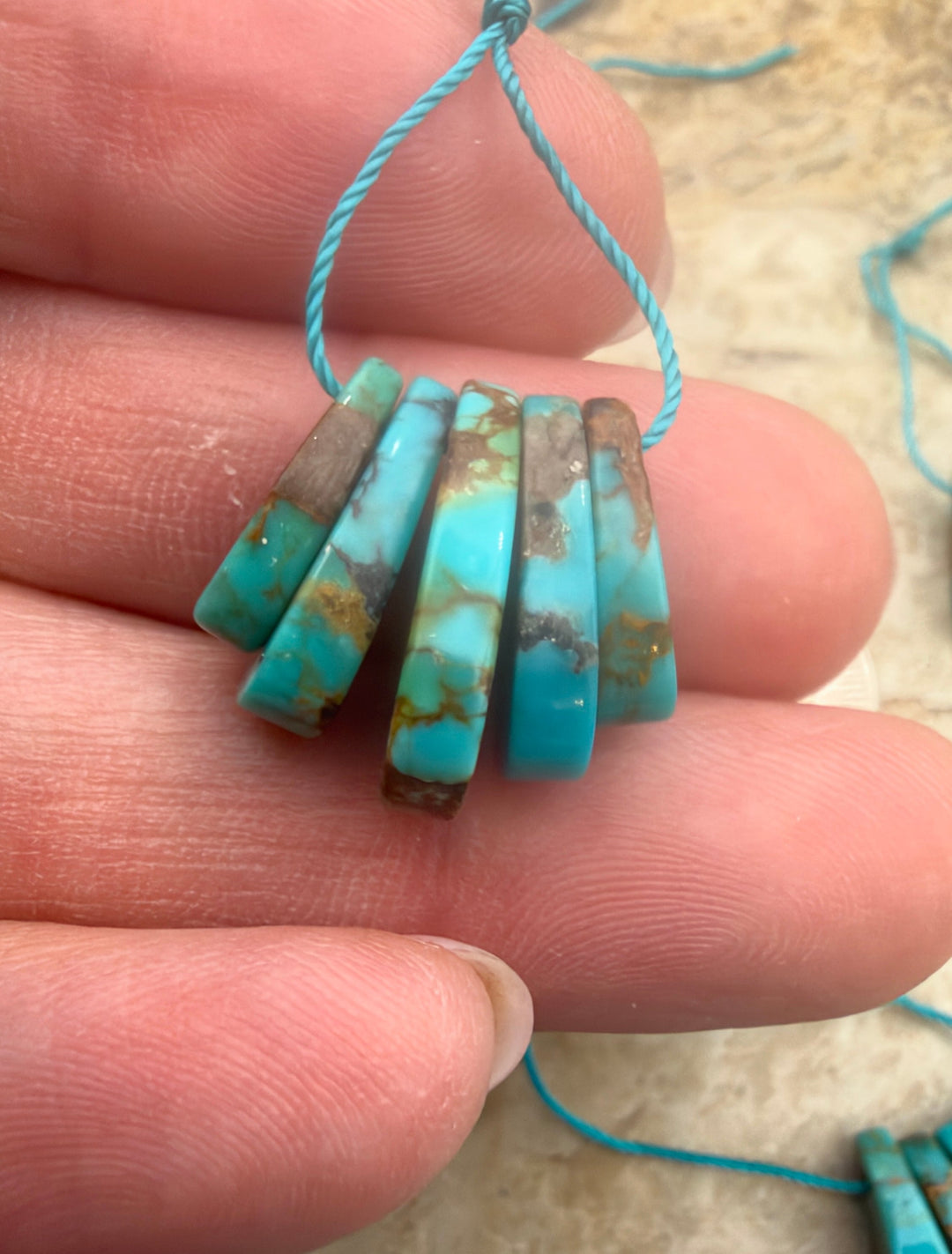 Kingman Turquoise (Arizona) Corn Shaped 5 Piece Focal