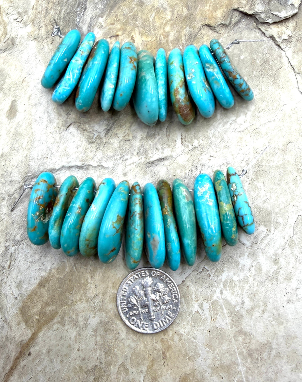 Kingman Turquoise (Arizona) Flat Teardrop Beads Focal