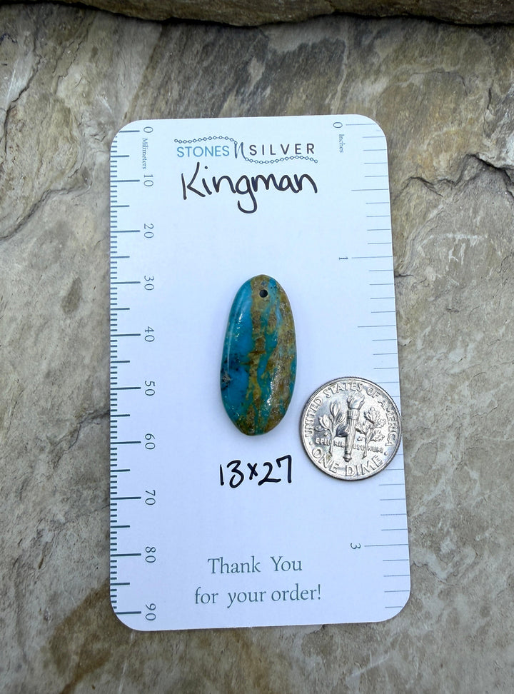 Kingman Turquoise (Arizona) Focal Pendant Bead, 13x27mm