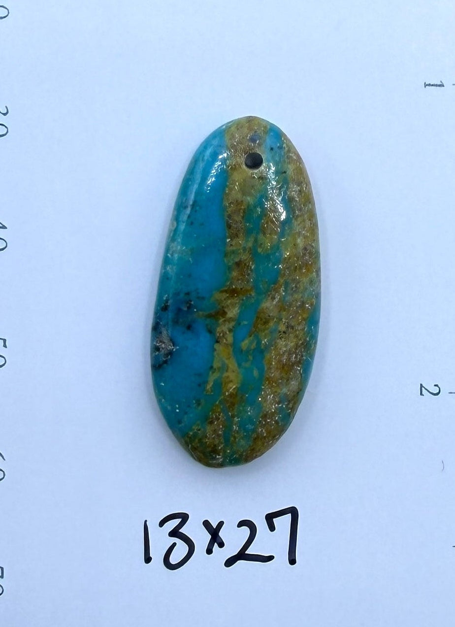 Kingman Turquoise (Arizona) Focal Pendant Bead, 13x27mm