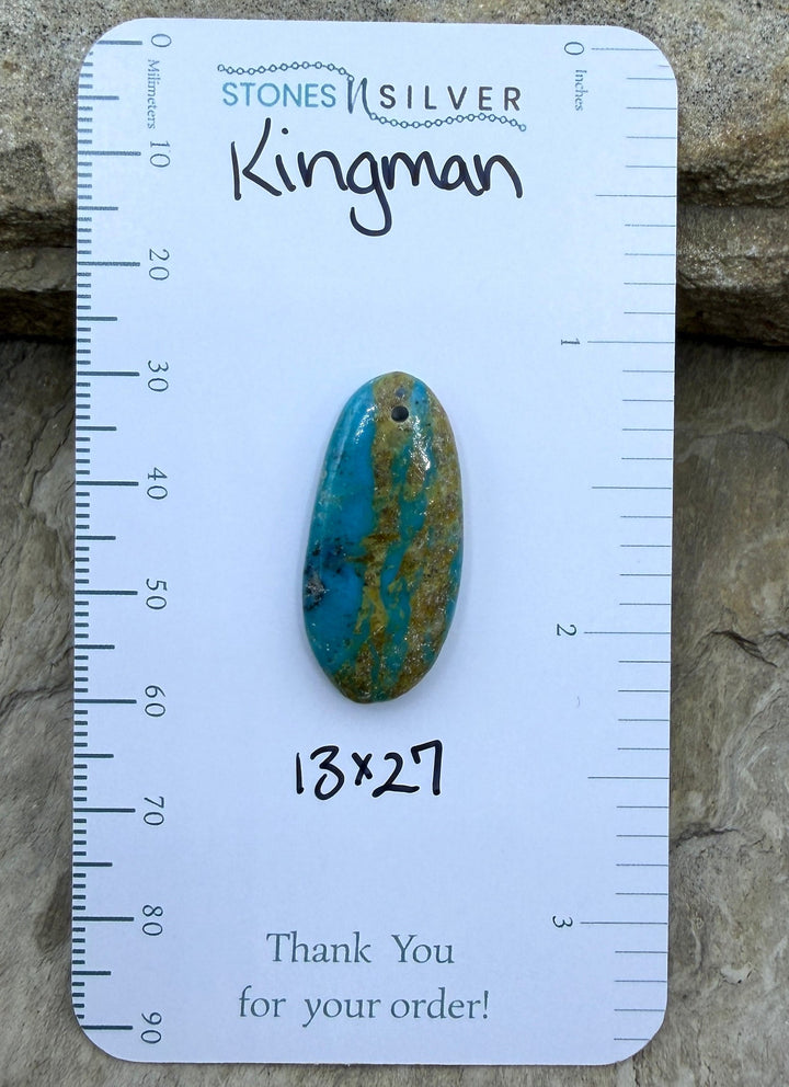 Kingman Turquoise (Arizona) Focal Pendant Bead, 13x27mm