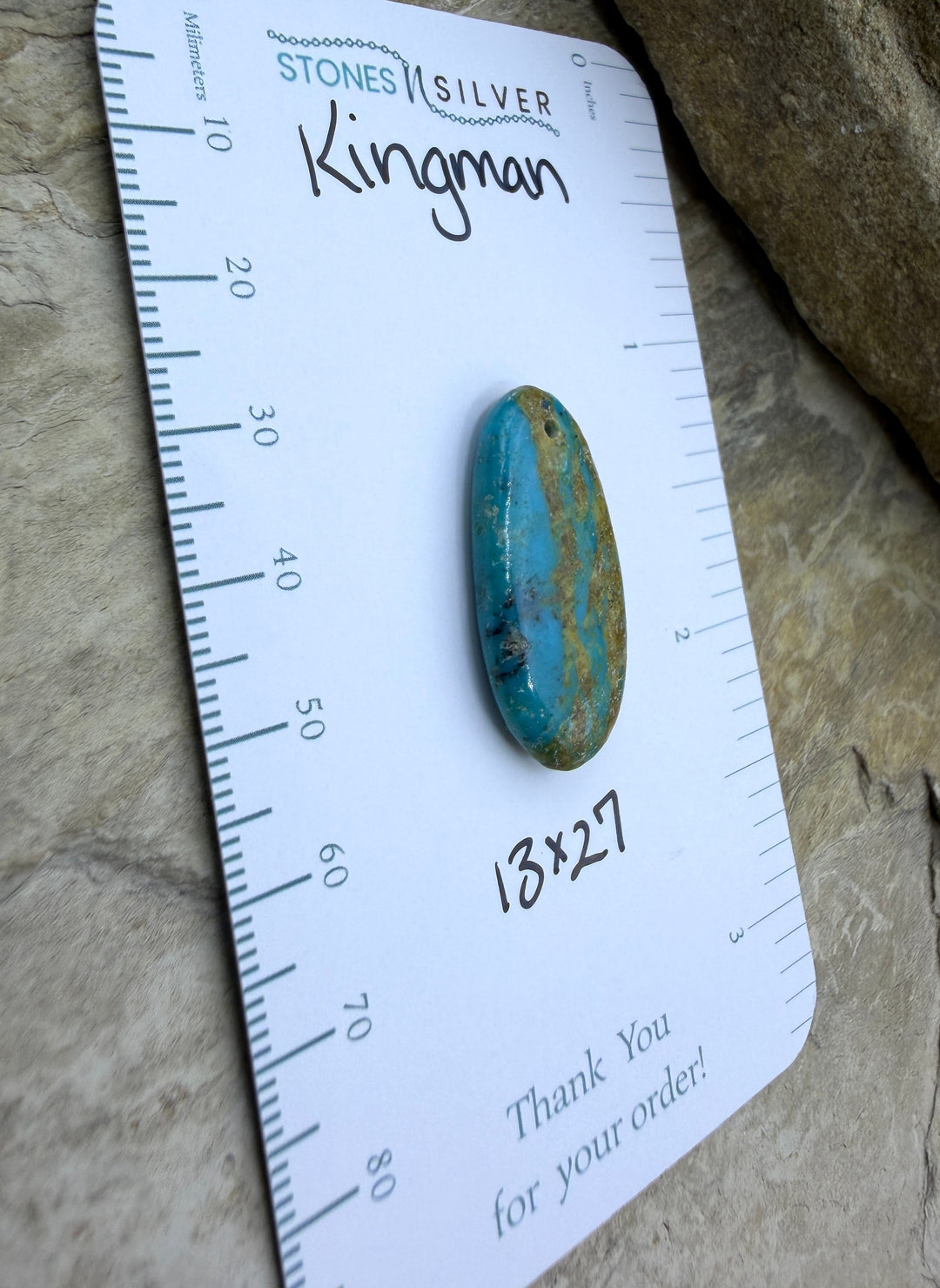 Kingman Turquoise (Arizona) Focal Pendant Bead 13x27mm