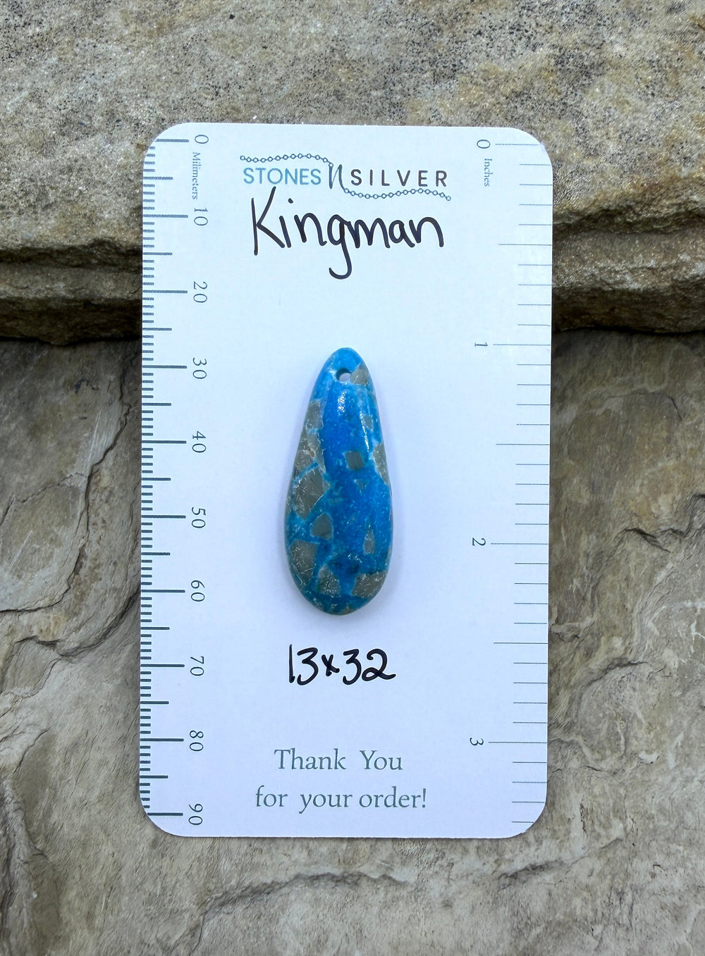 Kingman Turquoise (Arizona) Focal Pendant Bead 13x32mm