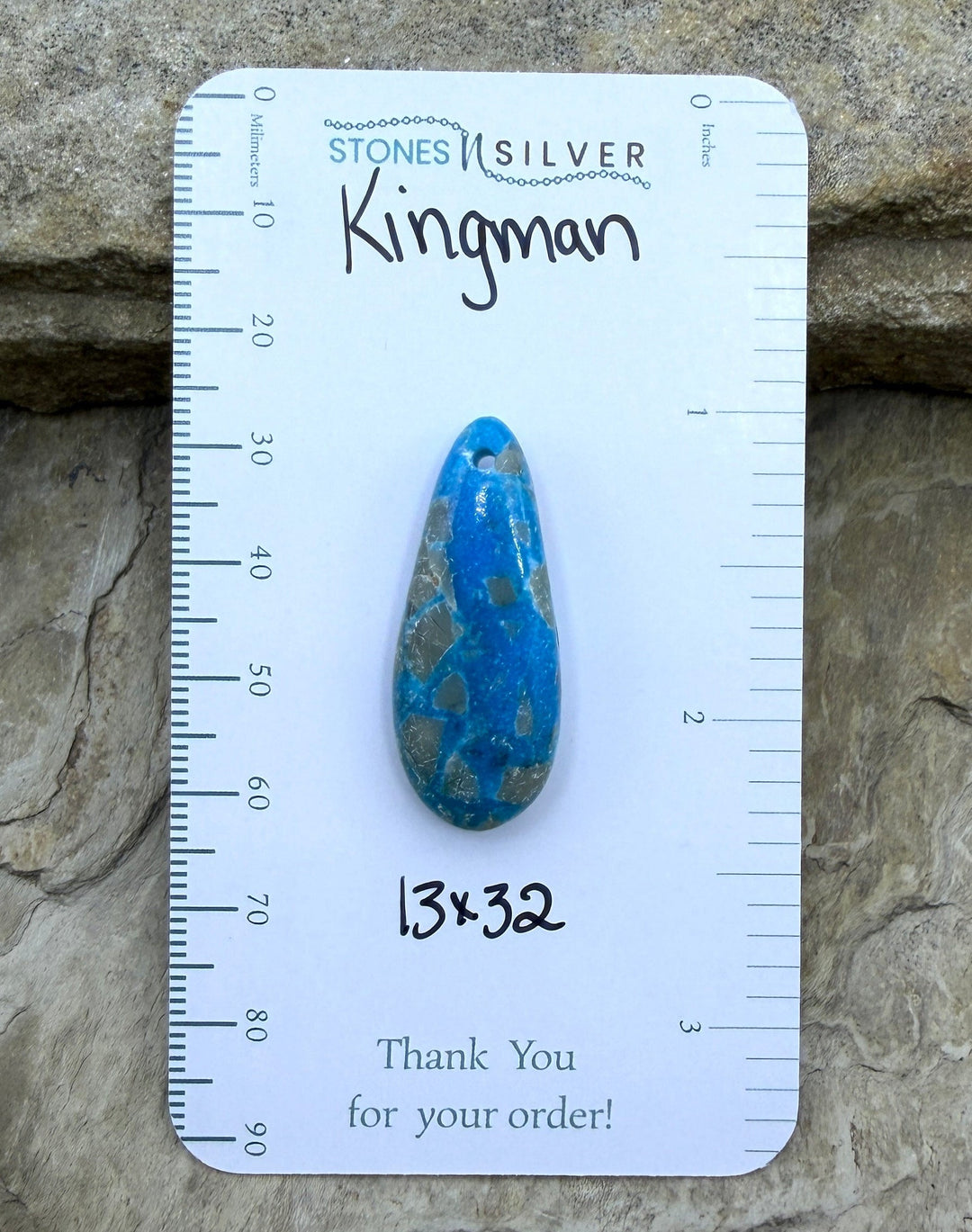 Kingman Turquoise (Arizona) Focal Pendant Bead 13x32mm