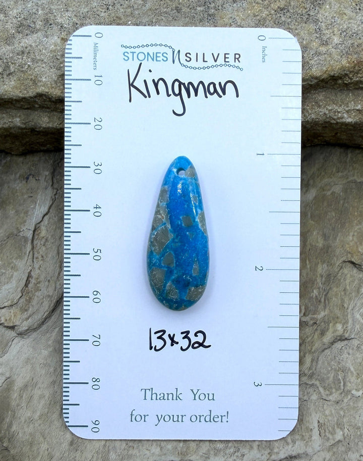 Kingman Turquoise (Arizona) Focal Pendant Bead 13x32mm
